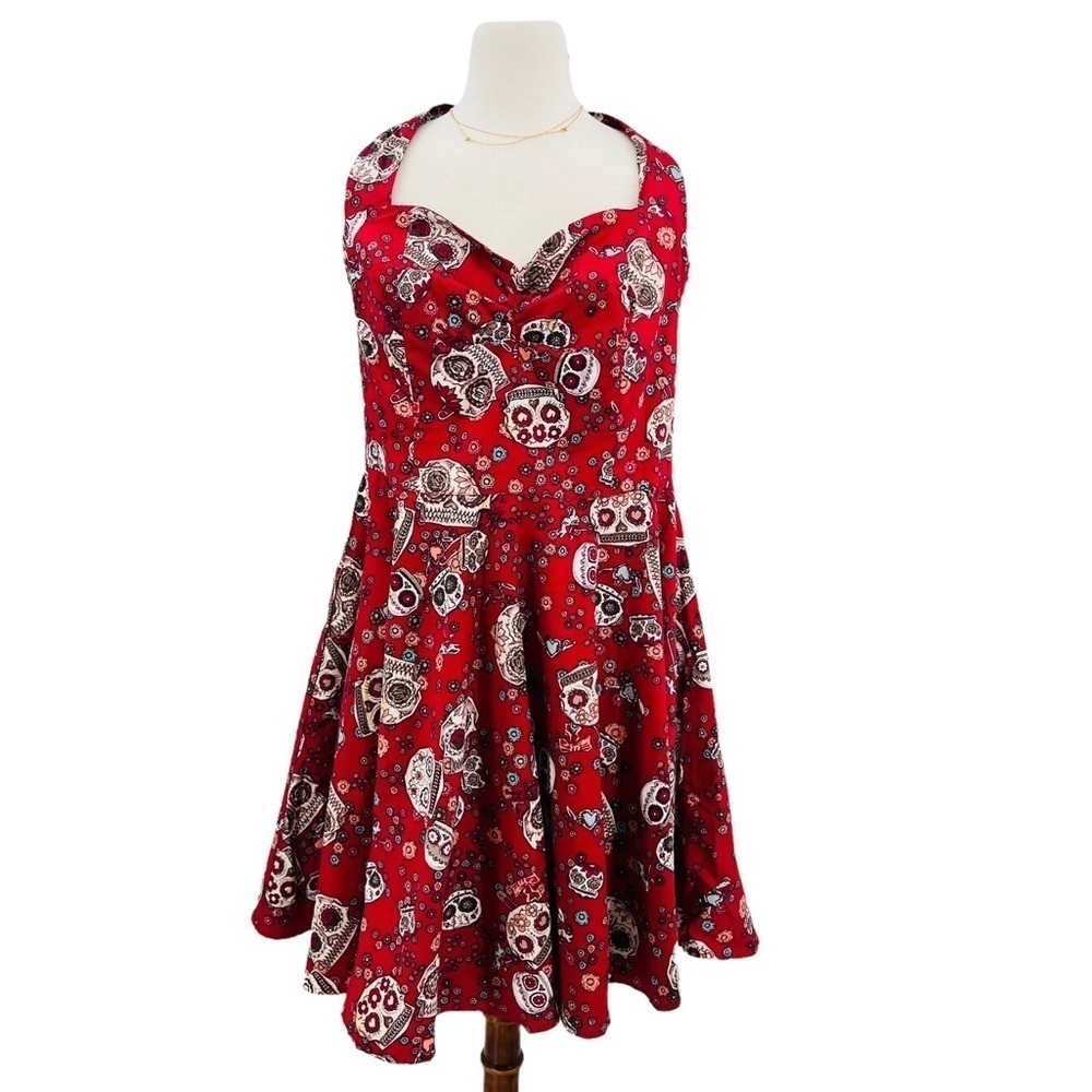 HELL BUNNY Sugar Skull Sweetheart Neckline Mini Dress Size L - Picture 4 of 10
